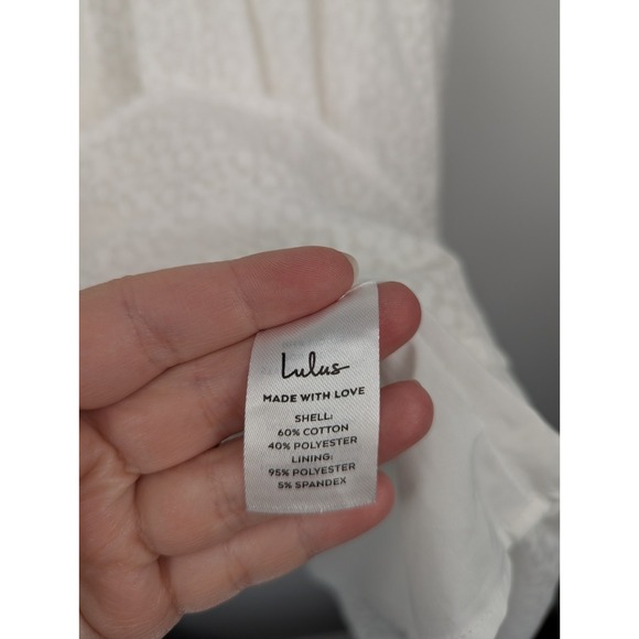 Lulus Tiers To Me White Puff Sleeve Tiered Dress Mini Skater M Off‎ The Shoulder - Picture 8 of 13